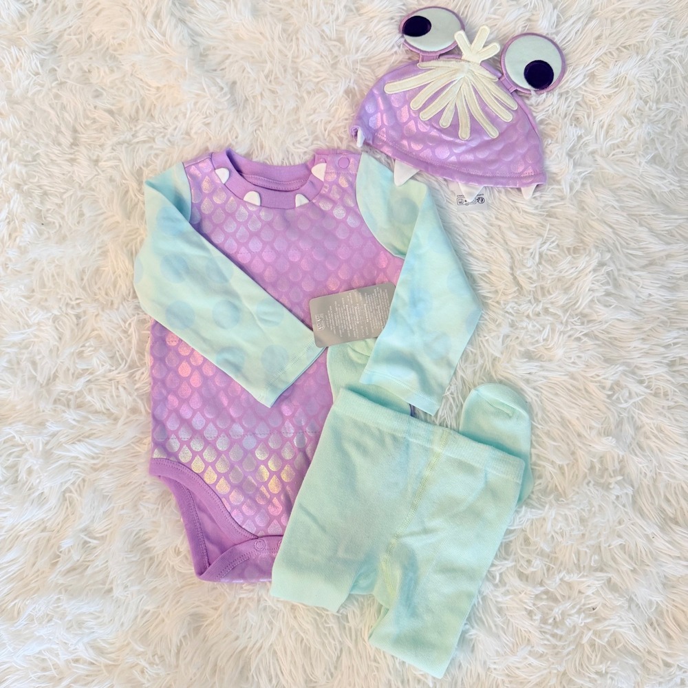 Disney Baby Monsters Inc Boo Costume 12-18 Months 3pc Bodysuit Leggings Hat NWT